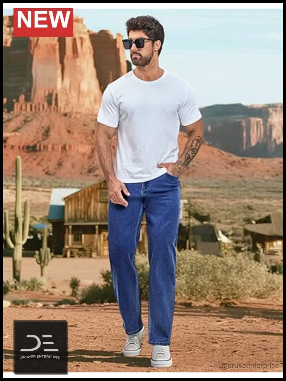 Men's Stretch Jeans Straight Leg Regular Fit 5-Pocket Flex Denim Pants